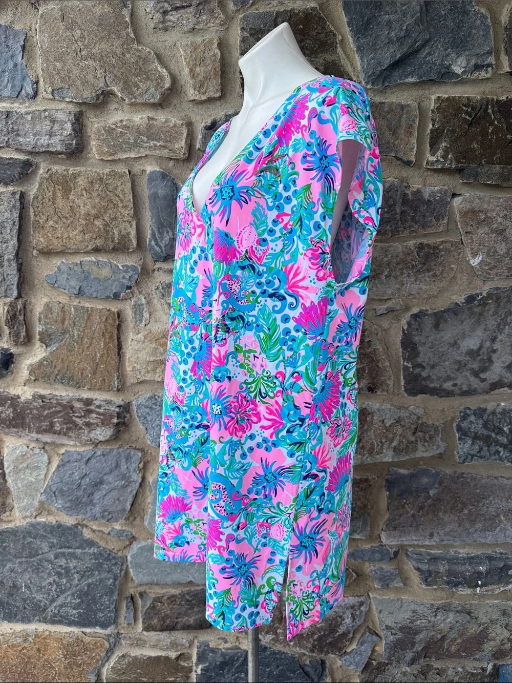 NWT Lilly Pulitzer Talli V-Neck Cover Up in Mandevilla Baby Paradise Petal Large